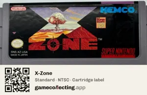 X-Zone Super Nintendo Entertainment System, NTSC cartridge label