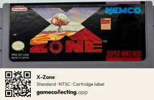 X-Zone Super Nintendo Entertainment System, NTSC cartridge label