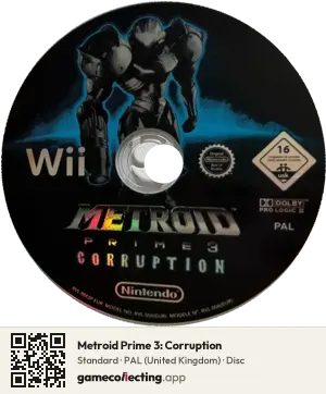 Metroid Prime 3: Corruption Nintendo Wii, PAL disc