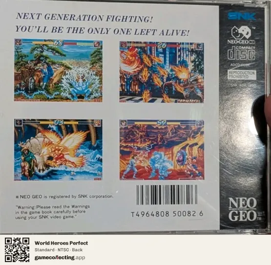 World Heroes Perfect Neo Geo CD, NTSC box back