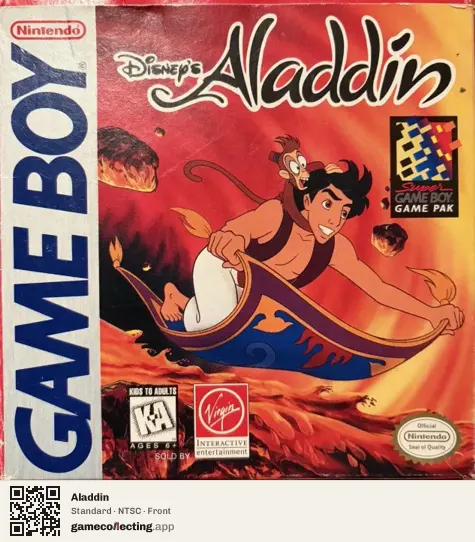 Aladdin Game Boy, NTSC box front