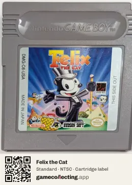 Felix the Cat Game Boy, NTSC cartridge label