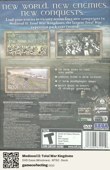Medieval II: Total War Kingdoms Computer, NTSC box back