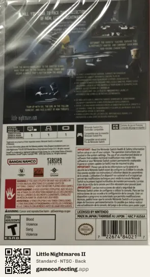 Little Nightmares II Nintendo Switch, NTSC box back