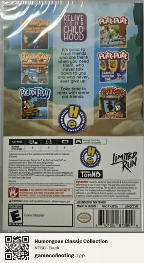 Humongous Classic Collection Nintendo Switch, NTSC box back