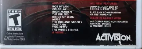 Guitar Hero 5, the ESRB box on its front