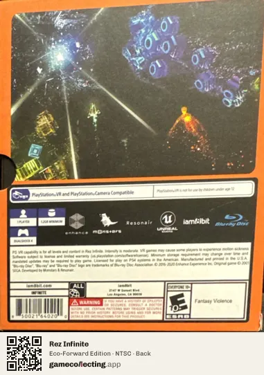 Rez Infinite PlayStation 4, NTSC box back