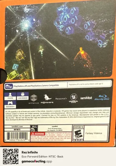Rez Infinite PlayStation 4, NTSC box back