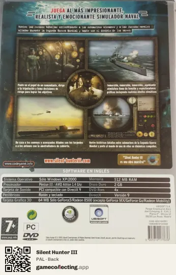 Silent Hunter III Computer, PAL box back