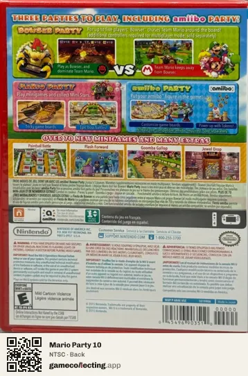 Mario Party 10 Nintendo Wii U, NTSC box back