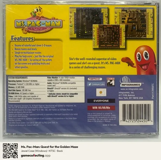 Ms. Pac-Man: Quest for the Golden Maze Computer, NTSC box back