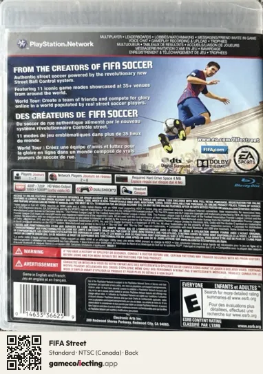 FIFA Street PlayStation 3, Canada box back