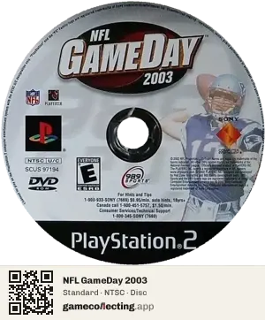 NFL GameDay 2003 PlayStation 2, NTSC disc