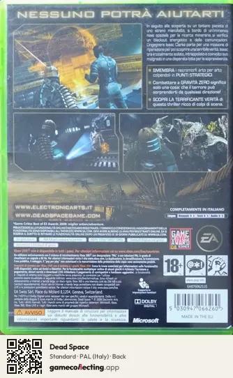 Dead Space Xbox 360, Italy box back