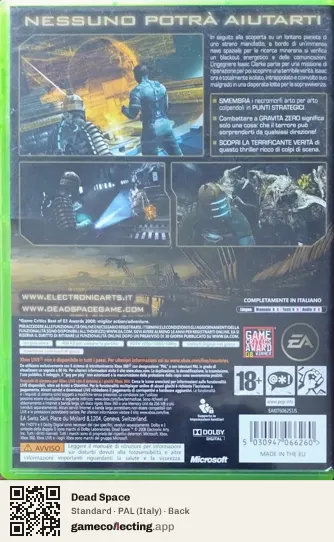 Dead Space Xbox 360, Italy box back