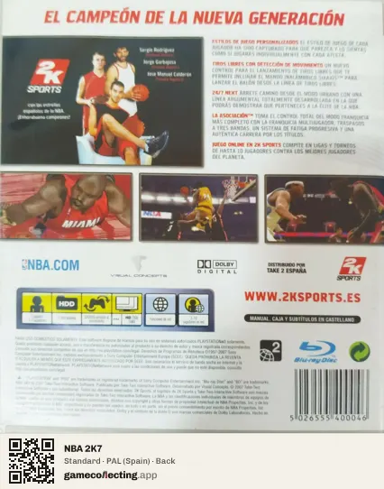 NBA 2K7 PlayStation 3, Spain box back