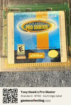 Tony Hawk's Pro Skater Game Boy Color, NTSC cartridge label