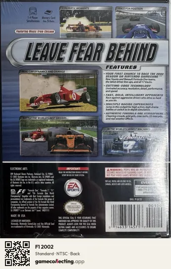 F1 2002 Nintendo GameCube, NTSC box back