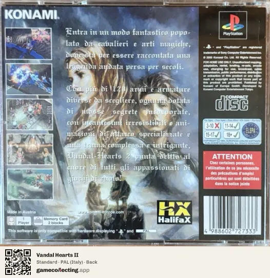 Vandal Hearts II PlayStation, Italy box back