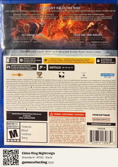 Elden Ring Nightreign PlayStation 5, NTSC box back