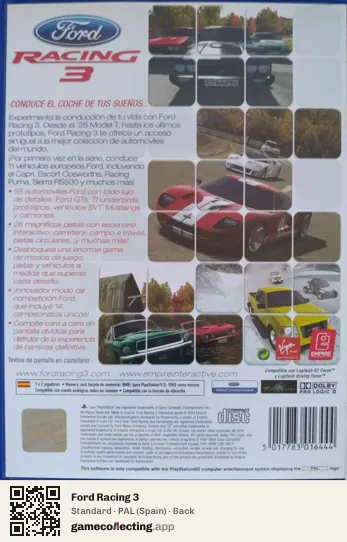 Ford Racing 3 PlayStation 2, Spain box back