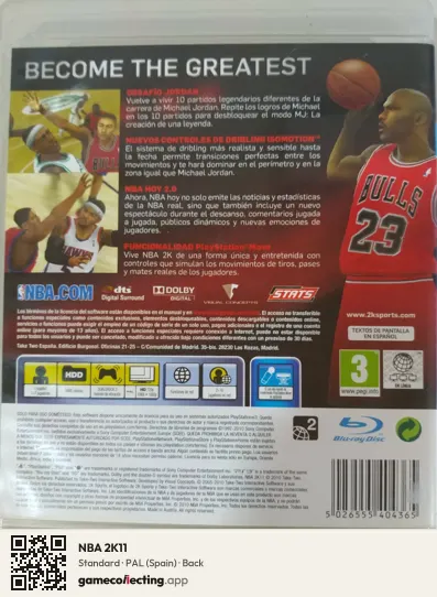 NBA 2K11 PlayStation 3, Spain box back