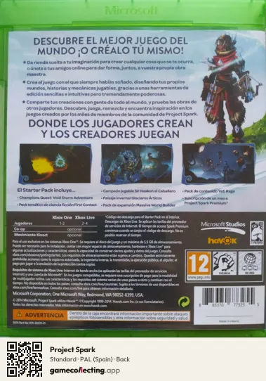 Project Spark Xbox One, Spain box back