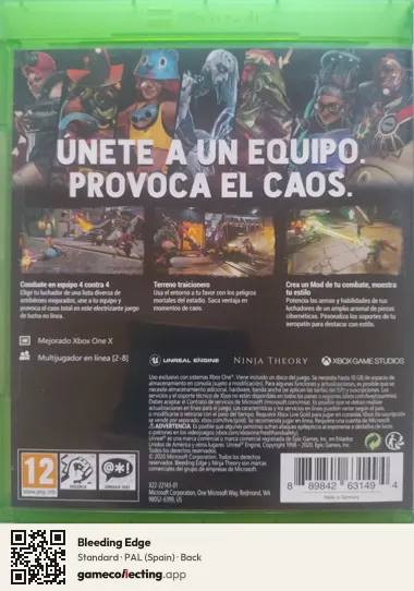 Bleeding Edge Xbox One, Spain box back