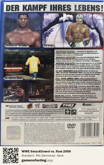 WWE SmackDown! vs. Raw 2006 PlayStation 2, Germany box back