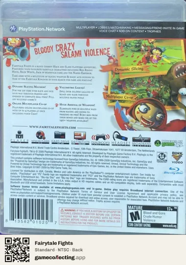 Fairytale Fights PlayStation 3, NTSC box back