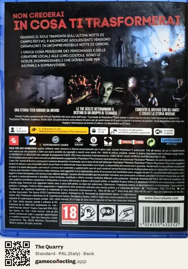 The Quarry PlayStation 5, Italy box back