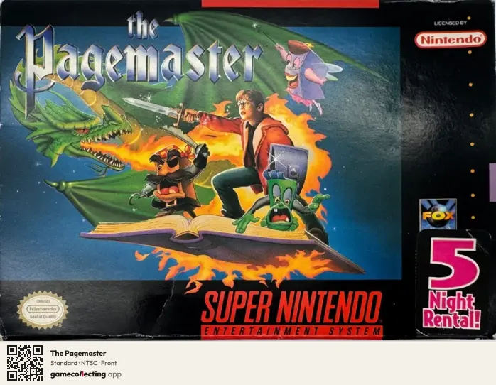 The Pagemaster Super Nintendo Entertainment System, NTSC box front