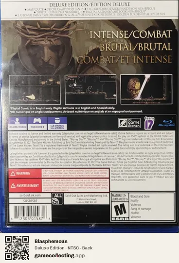 Blasphemous PlayStation 4, NTSC box back