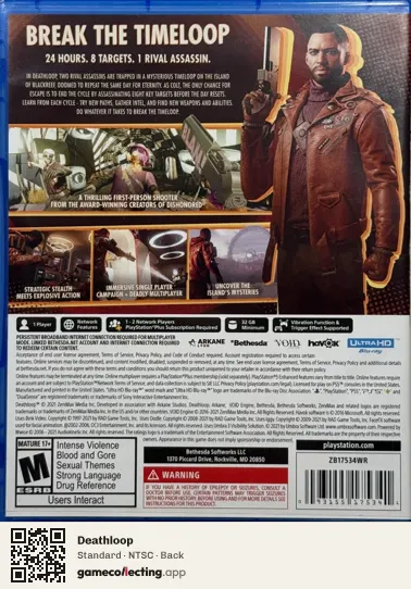 Deathloop PlayStation 5, NTSC box back