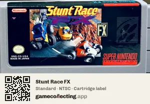 Stunt Race FX Super Nintendo Entertainment System, NTSC cartridge label