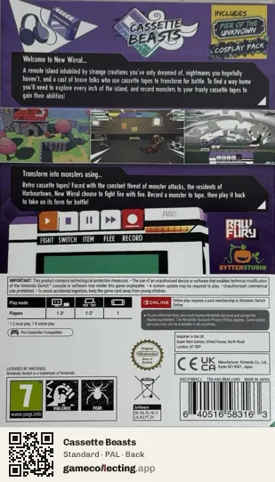 Cassette Beasts Nintendo Switch, PAL box back