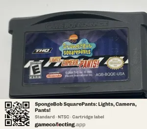 SpongeBob SquarePants: Lights, Camera, Pants! Game Boy Advance, NTSC cartridge label