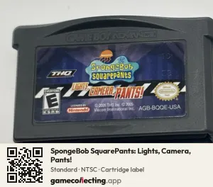 SpongeBob SquarePants: Lights, Camera, Pants! Game Boy Advance, NTSC cartridge label