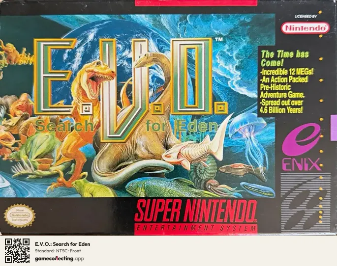 E.V.O.: Search for Eden Super Nintendo Entertainment System, NTSC box front