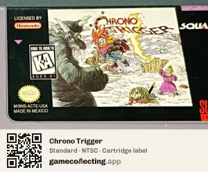 Chrono Trigger Super Nintendo Entertainment System, NTSC cartridge label