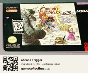 Chrono Trigger Super Nintendo Entertainment System, NTSC cartridge label