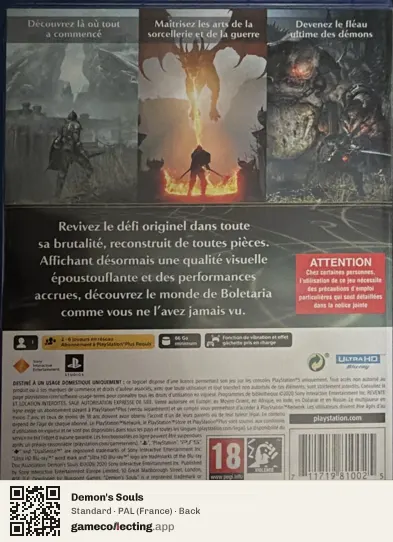 Demon's Souls PlayStation 5, France box back
