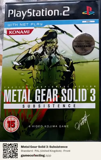 Metal Gear Solid 3: Subsistence PlayStation 2, United Kingdom box front