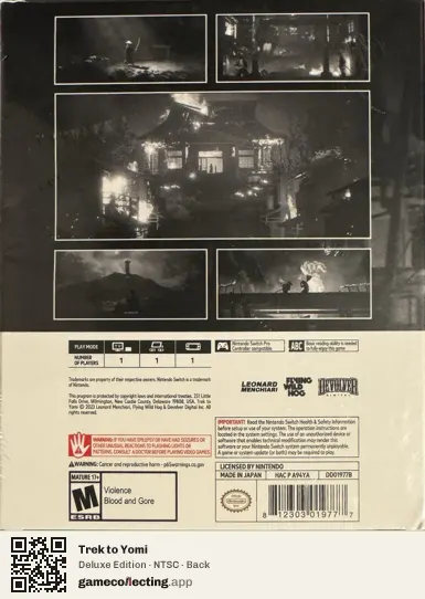 Trek to Yomi Nintendo Switch, NTSC box back