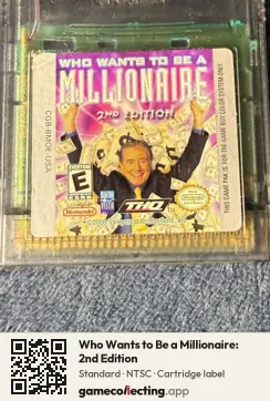 Who Wants to Be a Millionaire: 2nd Edition Game Boy Color, NTSC cartridge label