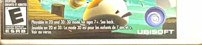 Rayman 3D, the ESRB box on its front