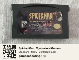 Spider-Man: Mysterio's Menace Game Boy Advance, NTSC cartridge label