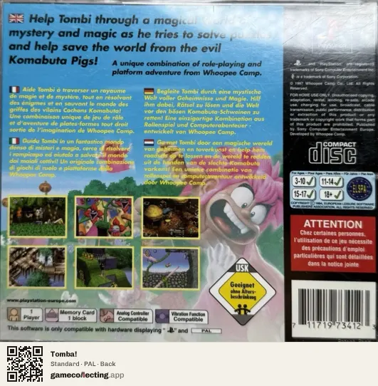 Tomba! PlayStation, PAL box back