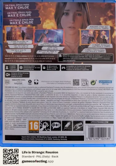 Life is Strange: Reunion PlayStation 5, Italy box back
