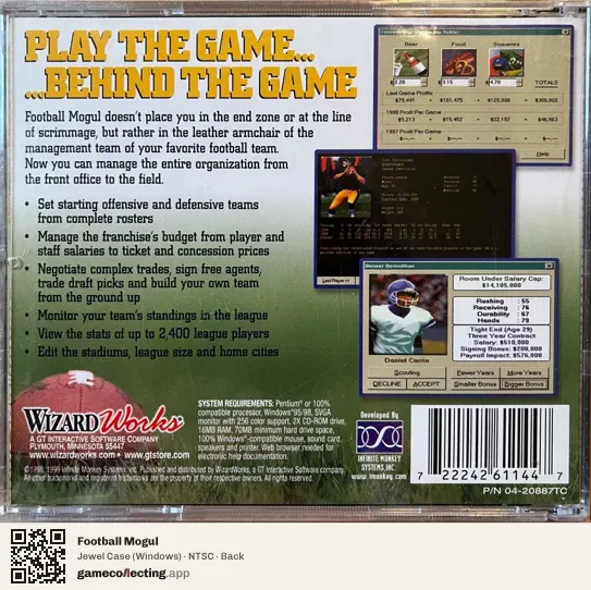 Football Mogul Computer, NTSC box back